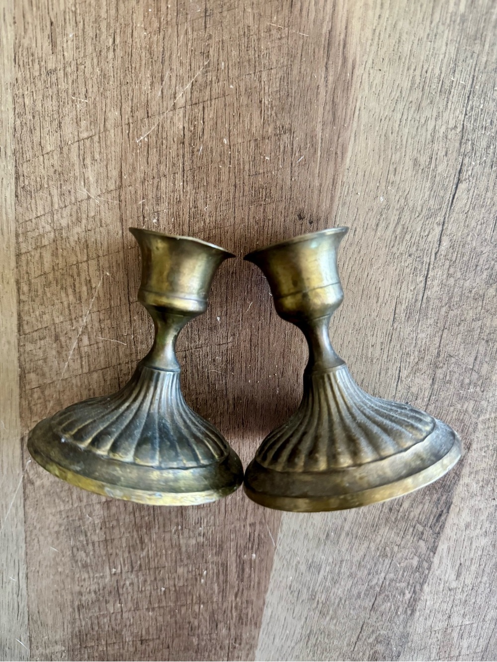 Vintage brass candle stick holder pair set of 2 for taper candles